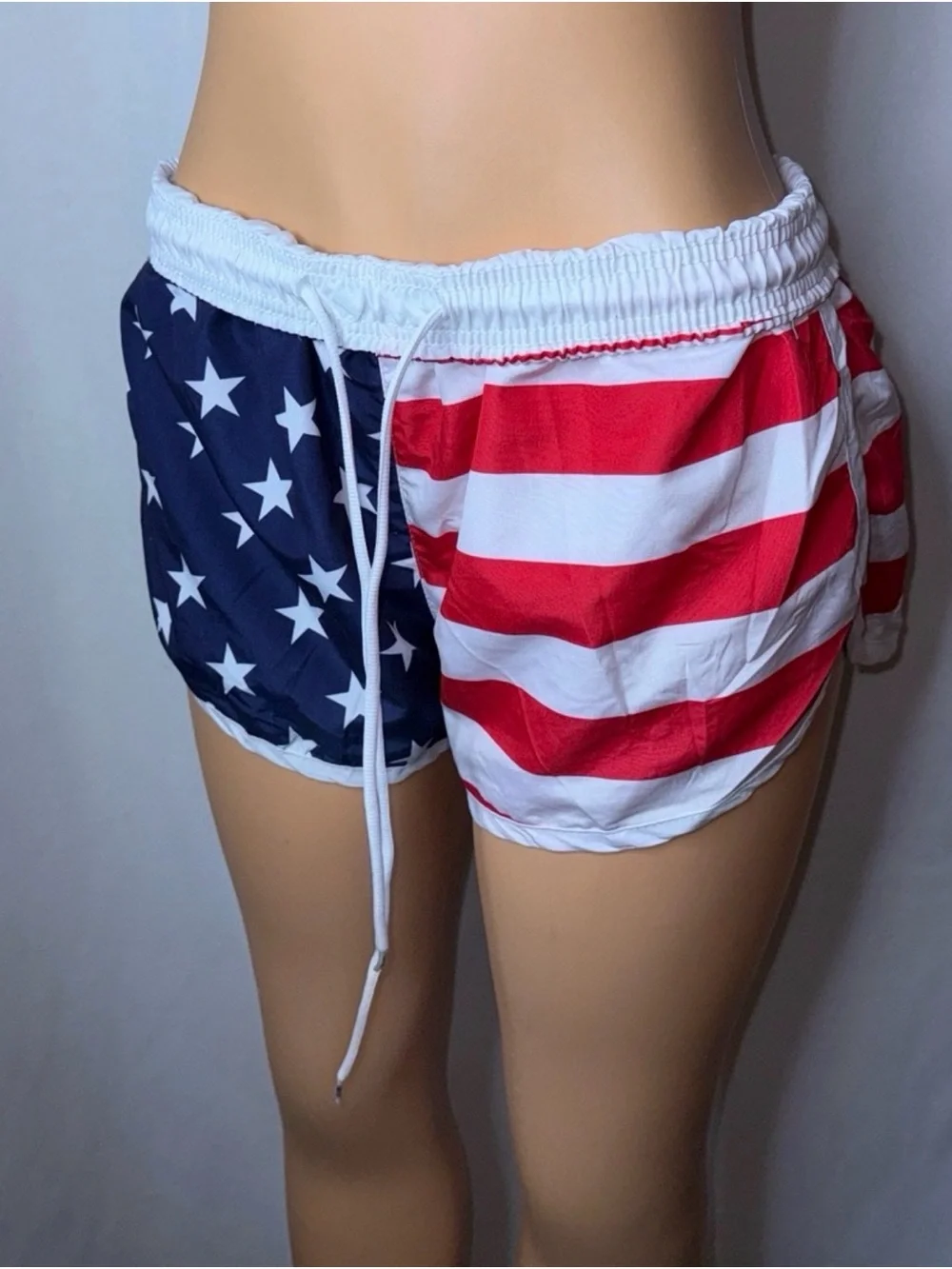 American Flag Women's Athletic Shorts - Red, White & Blue - Picture 1 of 6